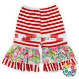 Wholesale Baby Ruffle Shorts 100 % Cotton Stripe Flower Designs Ruffled Shorties for Toddler Girl thumbnail-2