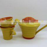 Double Colors 3pcs Ceramic Chinese Teapot Set thumbnail-1