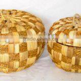 Ball Shape Natural Water Hyacinth With Lid Flower Baskets/pots thumbnail-1