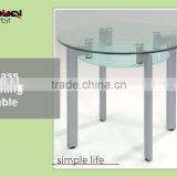 Modern Design Kitchen Round Glass Top Dining Table With Metal Base