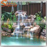 Garden Home Decoration Artificial Fiberglass Rock Waterfall Used Water Fountain for Sale thumbnail-1