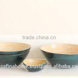 Round Colored Lacquer Bamboo Salad Bowl thumbnail-1