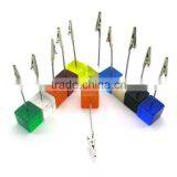 Set of 10, 115mm Tall , Memo Clips With Square Colored Resin Base for Wedding Place Card Use
