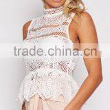 Summer Fashion Clothes Lace Crochet Women Tops Sleeveless Beachwear Sexy Tops thumbnail-1