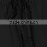 Wholesale Women Apparel Elasticated Drawstrint Waist Black Satin Trousers(DQE0354P) thumbnail-4