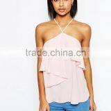 Halter Neck Ruffle Front Cami Tops thumbnail-1