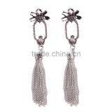 Bohemian Jewelry Rhinestone Gems With Long Chain Tassel Charms Earrings for Women thumbnail-2