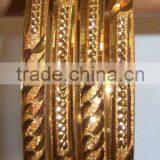 Gold PLATED BANGLE Bracelet Set , SIZES AVAILABLE 2.4- 2.12 thumbnail-1