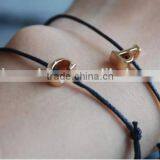 Gold Love Letter Charm Suede Leather Bracelet Custom Logo Charm Leather Bracelet thumbnail-5