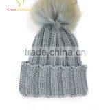 Winter Women Knit Hat,Women Cable Pom Pom Hat thumbnail-1