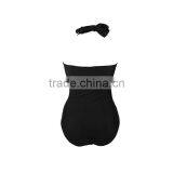 Black Spandex Swimwear for Lady Girl One Piece Swimsuit Dress thumbnail-4