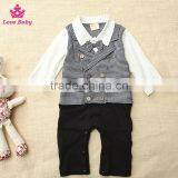 Long Sleeve Infants Gentlemen Boys Bodysuit Double-breasted Rompers Baby Boys Suit thumbnail-2