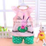 Little Girls Easter Ruffled Cute 2pcs Top Matching Polka Dot Bunny Top Capris Pants Boutique Cotton Summer Outfit Clothing Sets thumbnail-3