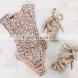 Runwaylover Oem Service Ladies Sequine Sexy Bodysuit thumbnail-1