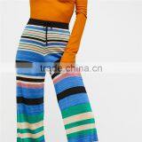 2017 OEM Womens Baggy Long Trousers Striped Knit Flare Pants thumbnail-4