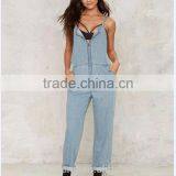 Women's Summer Casual Fashion Front Zipper Straps Denim Jeans Short Suspender Bib Overalls thumbnail-1