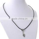 Cowhide Leather Necklaces Antique Silver Halloween Skull With Lobster Clasp 43cm thumbnail-1
