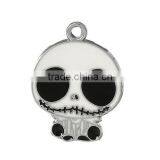 Nightmare Before Christmas Halloween Skull Silver Tone Enamel Charm Pendants thumbnail-1
