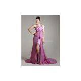Chiffon Column One Shoulder Evening Dress With Removable Train Inspired by Afef Jnifen at Venice Film Festival Prom Dresses 2012 thumbnail-1