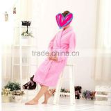 New Design Solid Coral Fleece Bathrobe for Women in White/Pink Color