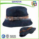 Custom Leather Strap Bucket Hat Denim Fabric thumbnail-1