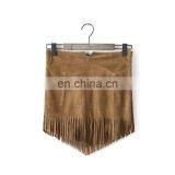 Mini Skirt Brown Tassels Chamois Leather Skirt thumbnail-5