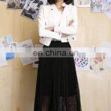 latest long skirt design black lace pleated maxi skirt boho clothing