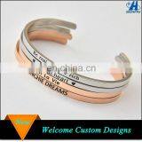 Fashion Stainless Steel Customized Engraved Inspirational Quote Cuff Bracelet For Gift