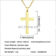 Religious Christian Faith Jesus Crucifix Jewelry Stainless Steel Plated 14K Gold Inverted Sideways Cross Necklace thumbnail-4