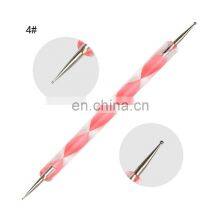5Pcs/Set Pink Double-Ended Design Set Spiral Marble Pattern Point Dotting Pen Drawing Double Sided Nail Care Manicure Tool File thumbnail-5