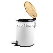 2020 Bamboo Products Wholesale Pedal Bin Waste Bin 3L 5L White Black thumbnail-1