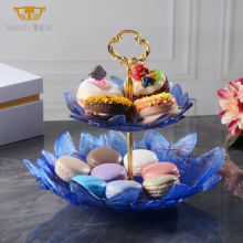 SAINT VIEW 2022 Butterfly Crystal Double-deck Dessert Cake Candy Display Rack Party Wedding Tray Table Centerpiece thumbnail-4