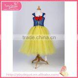 Softtextile Yarn Bright Yellow Bowknot Tutu Fluffy Voile Girl's Dress Children Frocks Designs thumbnail-1