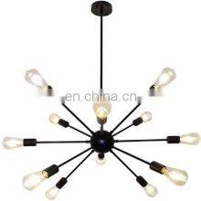 Modern Black Ceiling Light Rustic Chandelier for Bedroom Kitchen Sputnik Chandelier thumbnail-2