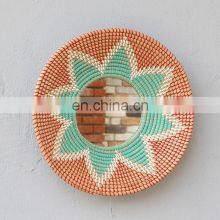 Flower Pattern Custom Color Seagrass Boho Mirror With Plastic String Wall Mirror Decor Art Decor Manufacturer Vietnam Supplier thumbnail-3