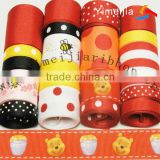 orange and red grosgrain ribbon with printing