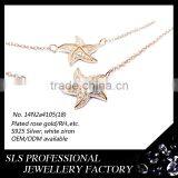 2015 Generous and High Fashion 925 Silver Sister Rose Gold Latest Model Starfish Cubic Zircon Necklace Set for Ladies thumbnail-3