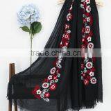 Best Selling Korean Fashion Girl Maxi Small Flower Embroidery Shawl Scarf                        
                                                Quality Choice