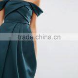 Fold Detail Bardot Scuba Prom Dress Designer One Piece Party Dress HSD5395 thumbnail-3