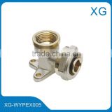 PEX pipe brass fittings elbow with seat/Brass threaded elbow with plate