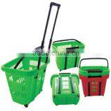 Big Volume Supermarket Rolling Baskets With Wheels thumbnail-4
