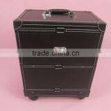 Trolley Rooling Make up Beauty Kit Vanity Leather Jewelry Box thumbnail-2