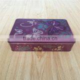 Christmas Gift Metal Tin Box for Perfume Packing With Purple Butterfly Printing