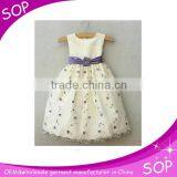 Baby cotton frocks designs chiffon flower belt printing dresses