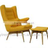 Fancy Living Room Furniture Bear Chair With Ottoman/Wood Furniture Wooden With Wool Fabric Bear Relaxing Chair With Ottoman thumbnail-1