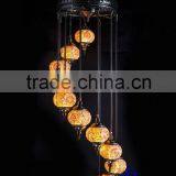 2016 Evershining Lighting Brand Amazing Set of 11 Glasses Roof Ceiling Hanging Designs Handcraft Turkish Mosaic Glass Lamp