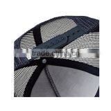 OEM/ODM Applique Label Patch Logo Flat Brim Navy Blue Mesh Plain 5 Panel Trucker Cap Wholesale thumbnail-5