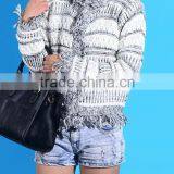 2015 New Knitted Wear Long Sleeve Winter Lady Strips Women Cardigan Fashion With Tassel