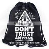 Black Cotton Drawstring Bag/fashion Korean School Bags