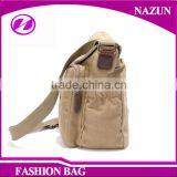 Trendy PU Leather Trimmings Handbag Travel Style Big Tote Unisex Canvas Sling Bags thumbnail-3